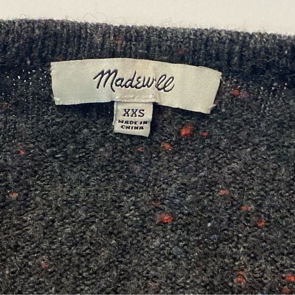 Madewell Black W/ Red Specks Wool Blend Open Front Cardigan Women's Size XXS - Picture 2 of 12
